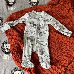 NB Carters Light Blue Jungle thermal Pajamas with 2 way zipper